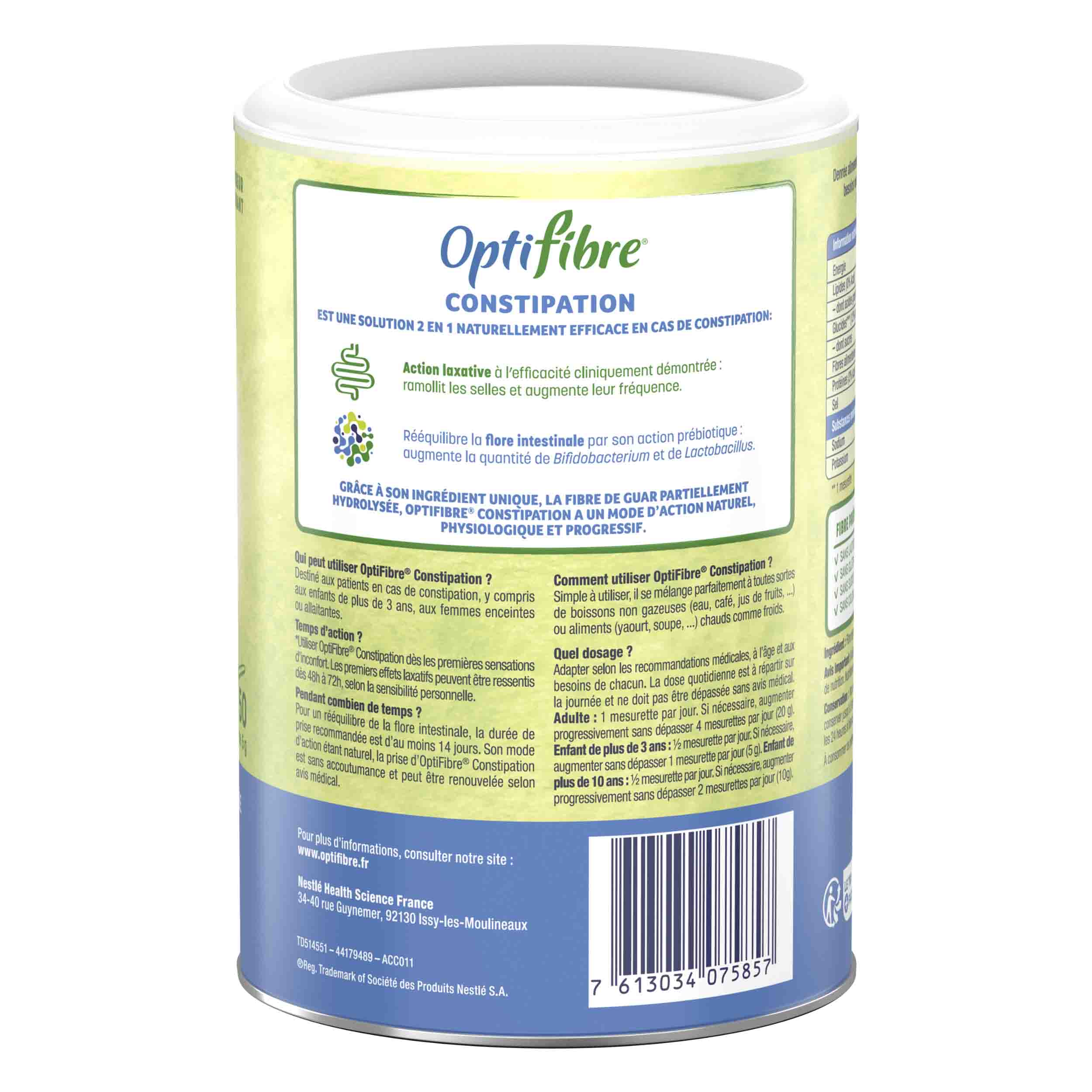 Optifibre poudre de fibres de guar - Transit intestinal - Constipation