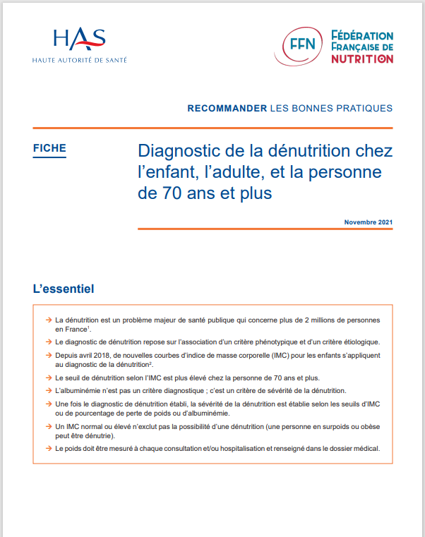 Diagnostic de la dénutrition